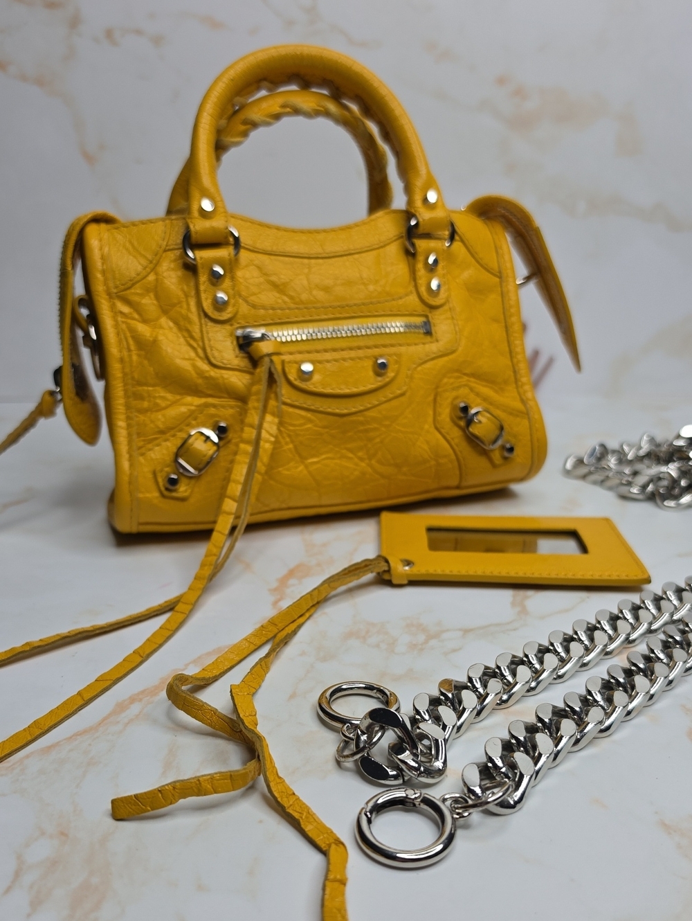 Balenciaga Nano Yellow Moto City By Demna